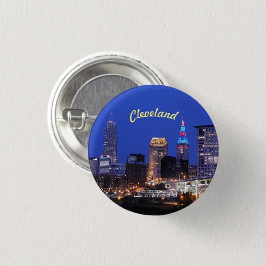 River Skyline Cleveland OH Button (Vorne & Hinten)