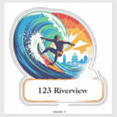 River surfer mailbox address sticker (Blatt)