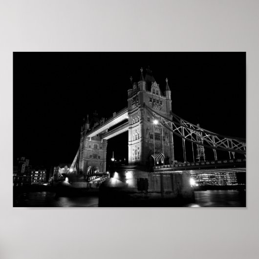 River thames and Tower Bridge at Night Poster (Vorne)