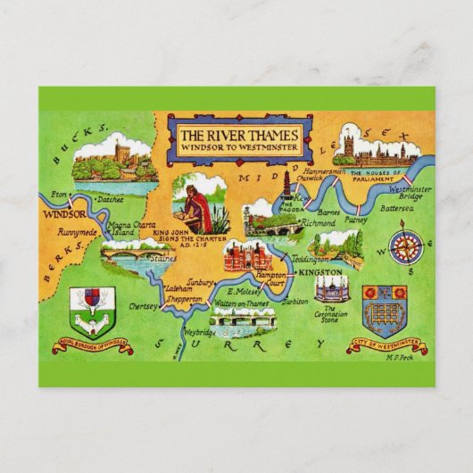 River Thames Vintage-Postkarte Postkarte (Vorderseite)