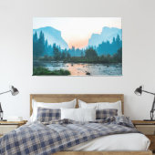 River Valley Glow – Forest & Mountain Calm Leinwanddruck (Insitu (Schlafzimmer))