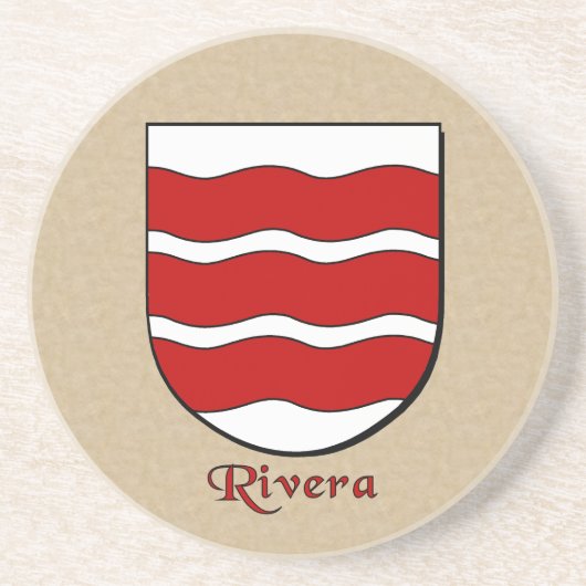 Rivera Heraldic Shield Sandstein Untersetzer (Vorne)