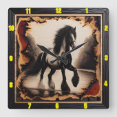 Riverbank Monochrome: Sinti und Roma-Vanner für Ho Quadratische Wanduhr (Vorderseite)