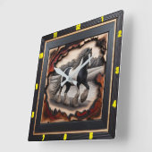 Riverbank Trot: Charred Wood Sinti und Roma Vanner Quadratische Wanduhr (Winkel)