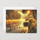 Riverbank Wildlife at Sunrise Postkarte (Vorne/Hinten)