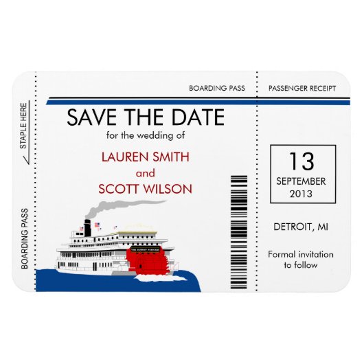 Riverboat Boarding Pass die Datumsmagnete ab Magnet (Horizontal)