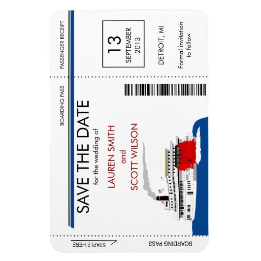 Riverboat Boarding Pass die Datumsmagnete ab Magnet (Vertikal)
