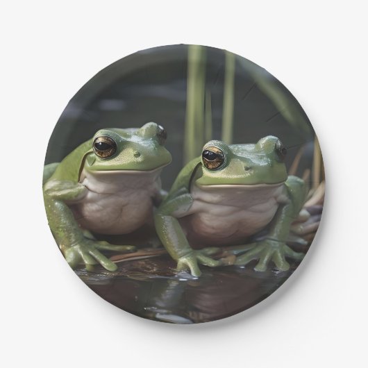 Riverbound Wonders: Zwei plump Green Frogs By Rive Pappteller (Vorderseite)
