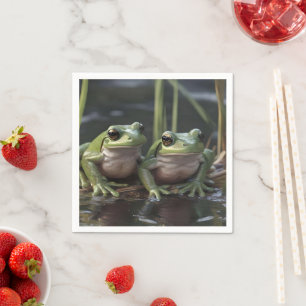 Riverbound Wonders: Zwei plump Green Frogs By Rive Serviette