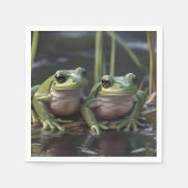 Riverbound Wonders: Zwei plump Green Frogs By Rive Serviette (Vorderseite)