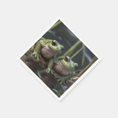 Riverbound Wonders: Zwei plump Green Frogs By Rive Serviette (Ecke)