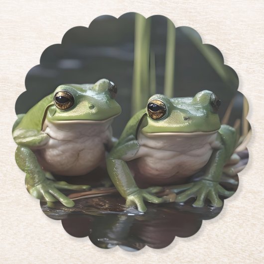 Riverbound Wonders: Zwei plump Green Frogs By Rive Untersetzer (Vorderseite)
