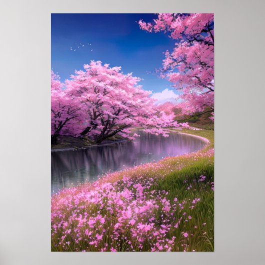 Riverside Bliss im Sakura Park Poster (Vorne)