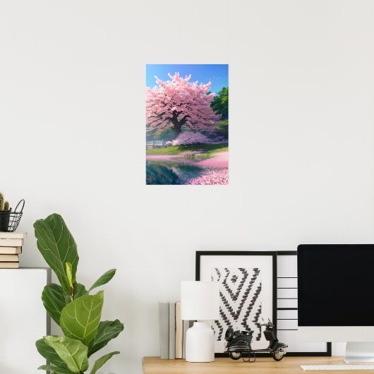 Riverside Bloom, Grand Sakura Tree Poster (Heimbüro)