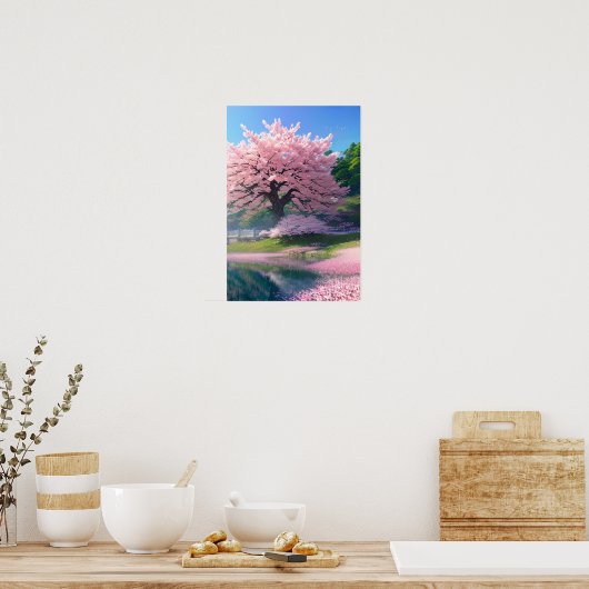 Riverside Bloom, Grand Sakura Tree Poster (Küche)