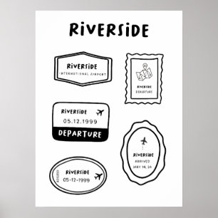 Riverside - Briefmarke für Reisen Minimalistisch Poster