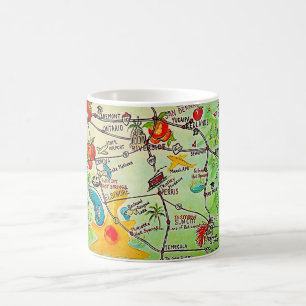 Riverside, Buntes Handgezeichnetes Kalifornien-Mug Kaffeetasse