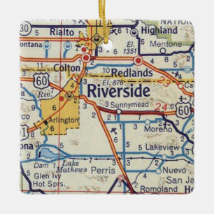 Riverside CA 50's Map Keramikornament
