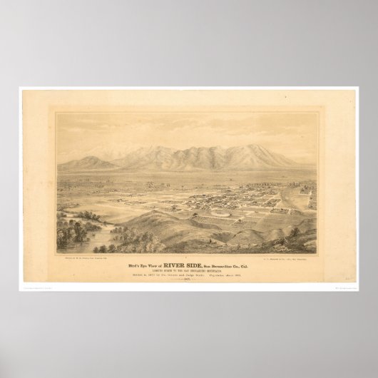 Riverside, CA. Panoramakarte 1877 (1404C) Poster (Vorne)