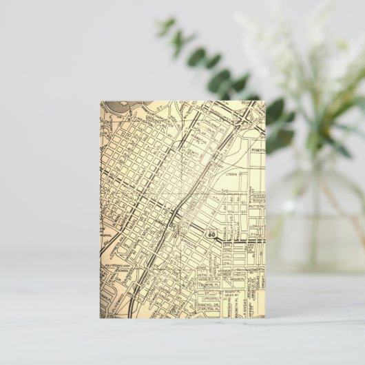 Riverside, CA Vintag Map Postkarte (Stehend Vorderseite)