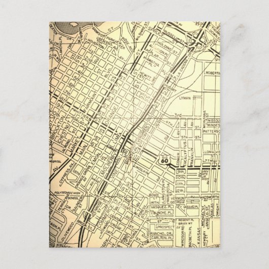 Riverside, CA Vintage Karte (Vorderseite)