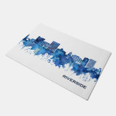 Riverside California Skyline Blue Fußmatte (Schrägansicht)