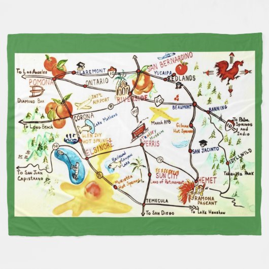 Riverside - California Throw Fleecedecke (Vorderseite (Horizontal))