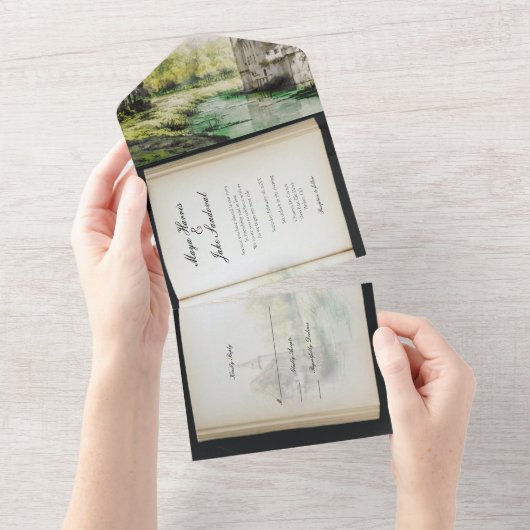 Riverside Fairytale Book Wedding Einladung (Abreißen)