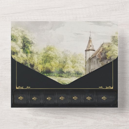 Riverside Fairytale Book Wedding Einladung (Rückseite)