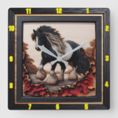 Riverside Grace: Charred Wood Sinti und Roma Vanne Quadratische Wanduhr (Vorderseite)