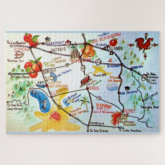 Riverside - Kalifornien 20x30 Karte  Puzzle (Horizontal)