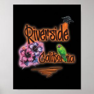 Riverside Kalifornien Retro Surfer Vintage Airbrus Poster