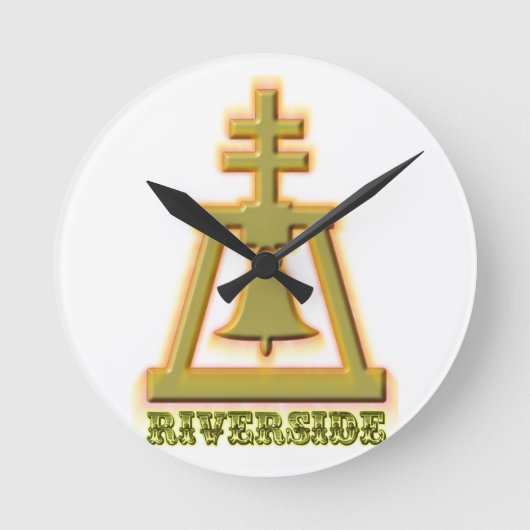 Riverside Raincross Runde Wanduhr (Vorderseite)