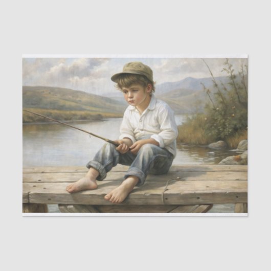 Riverside Serenity Young Angler's Patience Seidenpapier (Vorderseite)