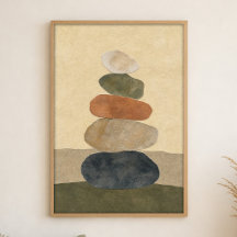 Riverstone Stack Gouache Boho Art Plakat