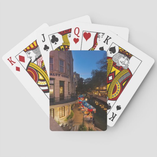 Riverwalk bei Dämmerung im Stadtzentrum von San An Spielkarten (Rückseite)