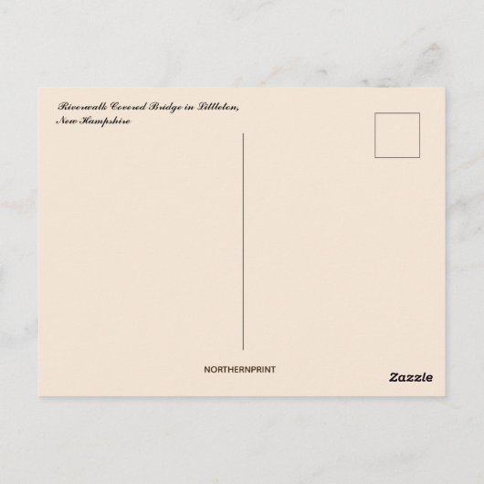 Riverwalk Covered Bridge Littleton New Hampshire Postkarte (Rückseite)
