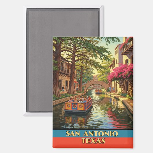Riverwalk San Antonio Texas Travel Magnet (Vorderseite/Rückseite)