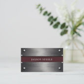 Riveted Metal und Burgund Visitenkarte (Stehend Vorderseite)