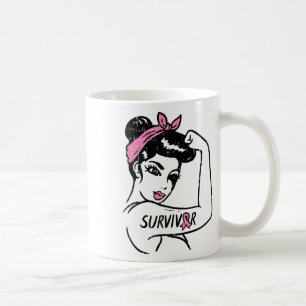 Riveter Breast Cancour Survivor Ribbon Awareness W Kaffeetasse
