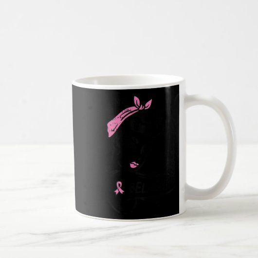 Riveter glaubt Pink Ribbon Brustkrebs Auswarenes Kaffeetasse (Rechts)