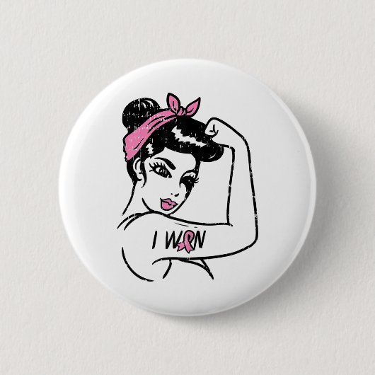 Riveter I Won Awareness Breast Cancer Survivor Wom Button (Vorderseite)