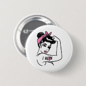 Riveter I Won Awareness Breast Cancer Survivor Wom Button (Vorne & Hinten)
