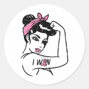 Riveter I Won Awareness Breast Cancer Survivor Wom Runder Aufkleber