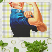 Riveter-Limonen-Gingham Geschirrtuch (Gefaltet)