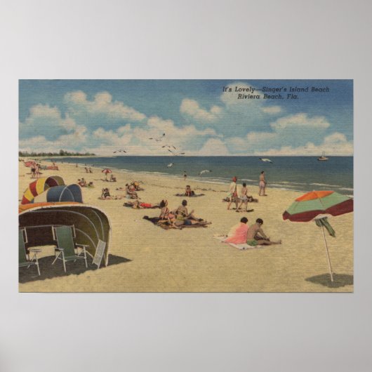 Riviera Beach, Florida - Sonnenbäder am Strand Poster (Vorne)