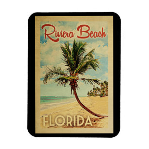 Riviera Beach Palm Tree Vintage Reisen Magnet