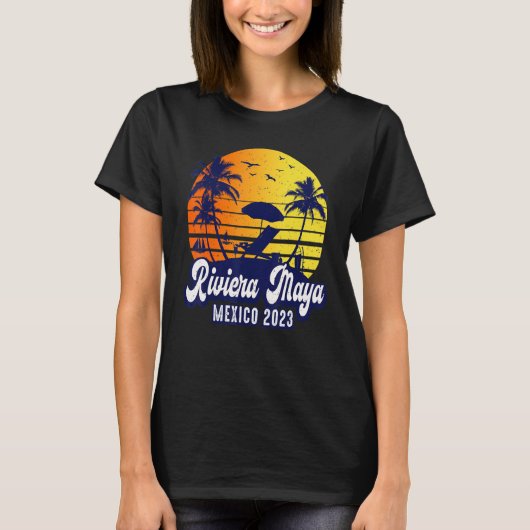 Riviera Maya 2023 Mexico Sunset Beach Retro T-Shirt (Vorderseite)