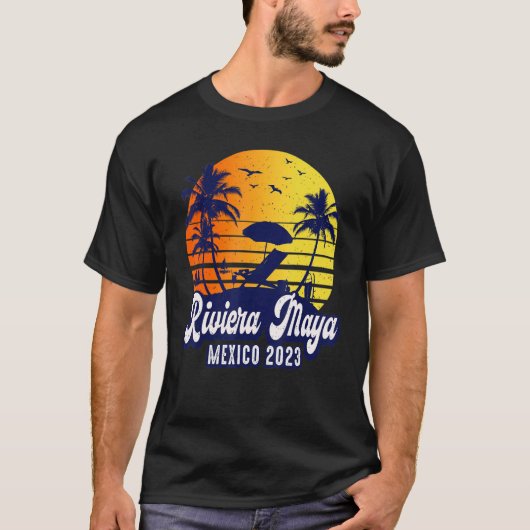 Riviera Maya 2023 Mexiko Sunset Beach Retro T-Shirt (Vorderseite)