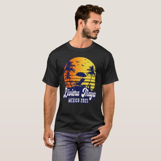 Riviera Maya 2023 Mexiko Sunset Beach Retro T-Shirt (Vorne ganz)
